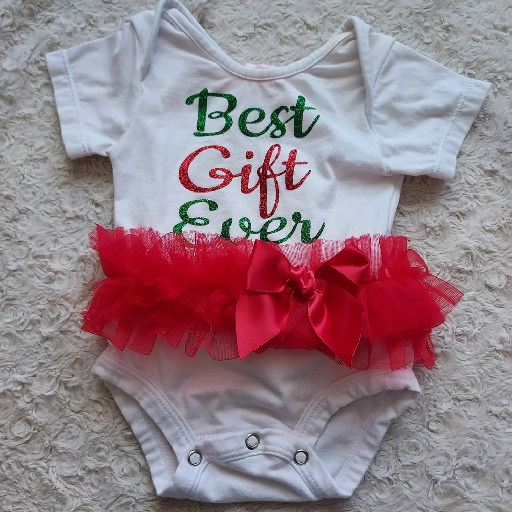 Popatu Baby Girl Festive Holiday Christmas Frilly Tutu Onesie 